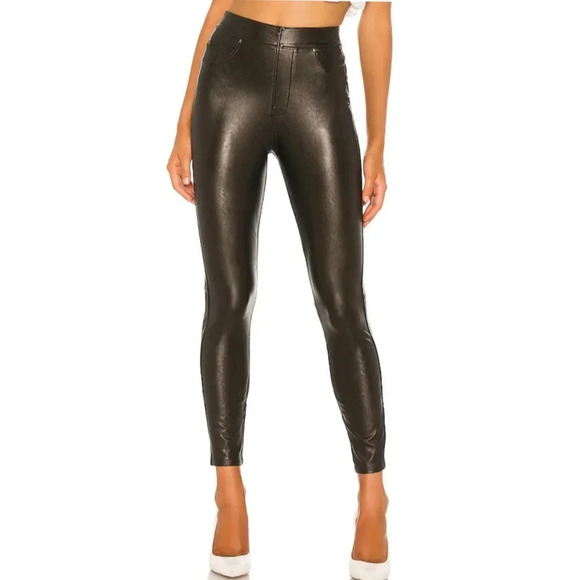 Spanx Like Leather Skinny Pant in Classic Black - Picture 1 of 8